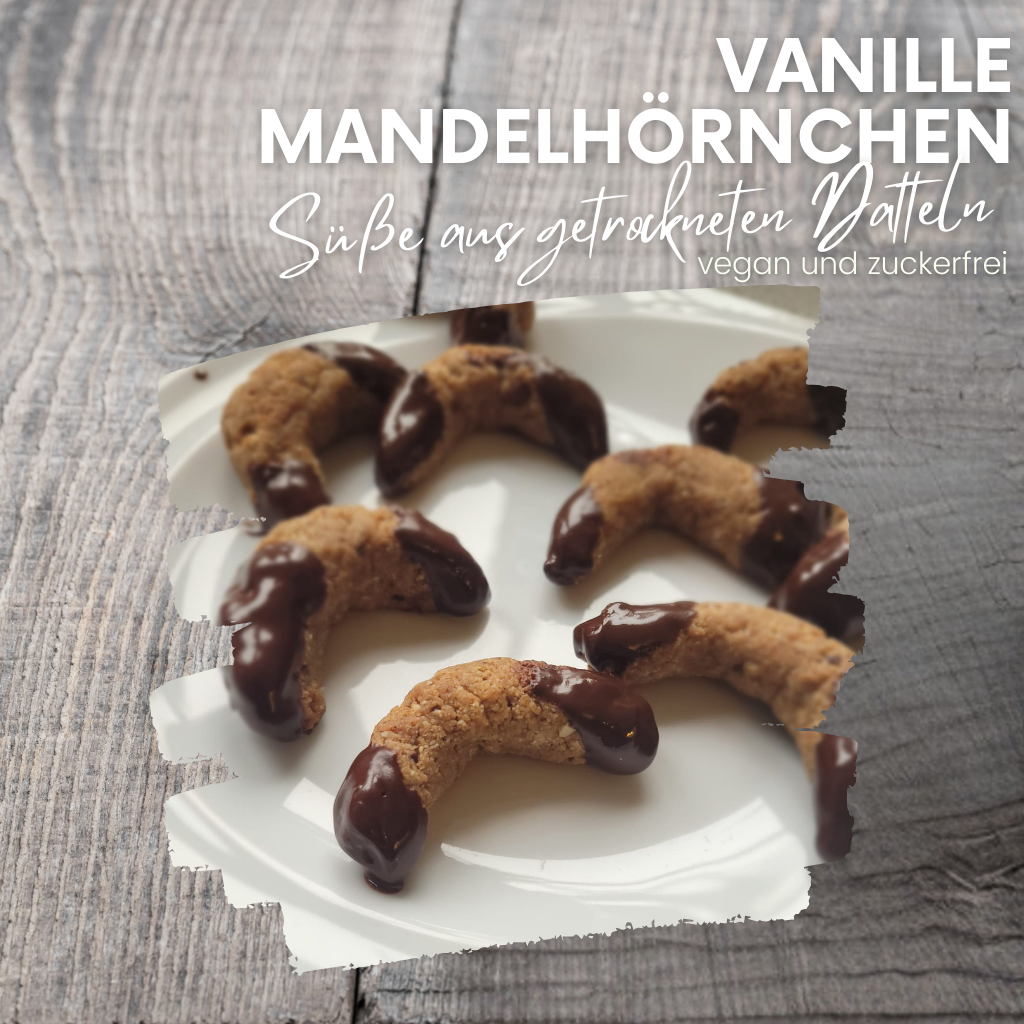 Vanille Mandelhörnchen - vegan und ohne Zucker, mit Süße aus Datteln